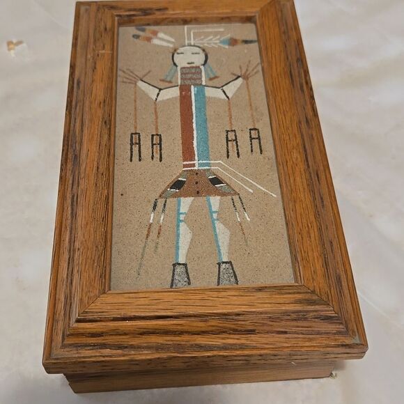 Vinage Navajo or Pueblo sand painting dry Painting Navajo or Pueblo Indian - Picture 1 of 13